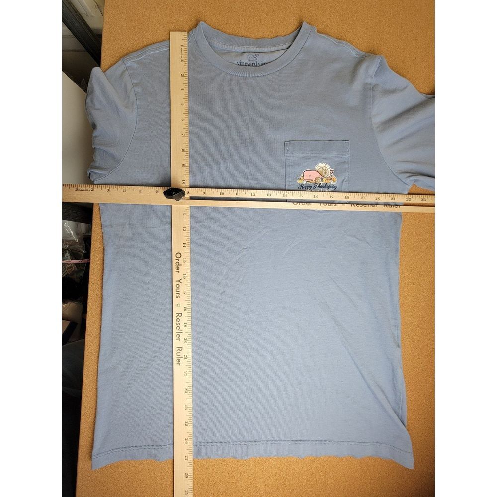 Vineyard Vines‎ Men's SM Blue Long-sleeved Thanksgiving Pocket Tee RN134578 - Picture 4 of 11
